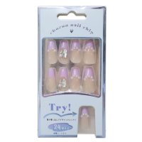 cinemacollection/シネマコレクション cinemacollection コスメ雑貨 ネイルチップ ロングスクエアタイプ PURPLE FRENCH カミオジャパン 付け爪 おしゃ/507393450