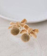 ROPE PICNIC PASSAGE/ベルベットリボン×シャギーボールプチピアス/507404877
