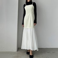 Louere/ルエレ Louere Louere 異素材切り替えラメツイードマーメイドキャミワンピース/507407455