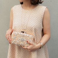 styiro/スタイロ styiro フラワービジュー刺繍ハードクラッチバッグ/ショルダーチェーン付き/506949806