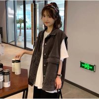 And Kawaii/アンドカワイイ And Kawaii 韓国ファッション ビックシルエットポケットデニムベスト ゆったりシルエット/507005006