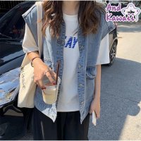 And Kawaii/アンドカワイイ And Kawaii 韓国ファッション ビックシルエットポケットデニムベスト ゆったりシルエット/507005006