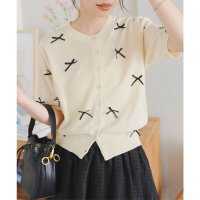 KOBE LETTUCE/コウベレタス KOBE LETTUCE リボン付きサマーニットカーディガン [C7134]/507006381
