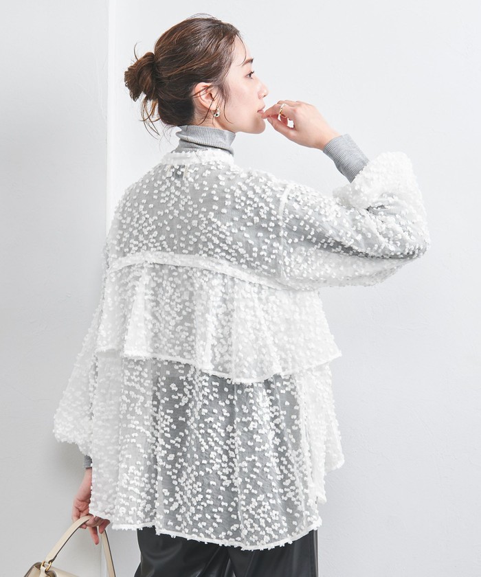 【UNITED ARROWS】バックフレア ドット カットジャガード ブラウス UNITED ARROWS LTD. OUTLET｜バックフレア ドット カット