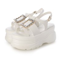 Mafmof/マフモフ Mafmof Mafmof(マフモフ)9cm厚底フラットソールビジューサンダル/507020239