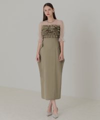 Leja/レジャ Leja フリルチュールパフスリーブ変形ラインドレス美脚効果結婚式 パーティードレス 成人式 20代 30代 40代/507037991
