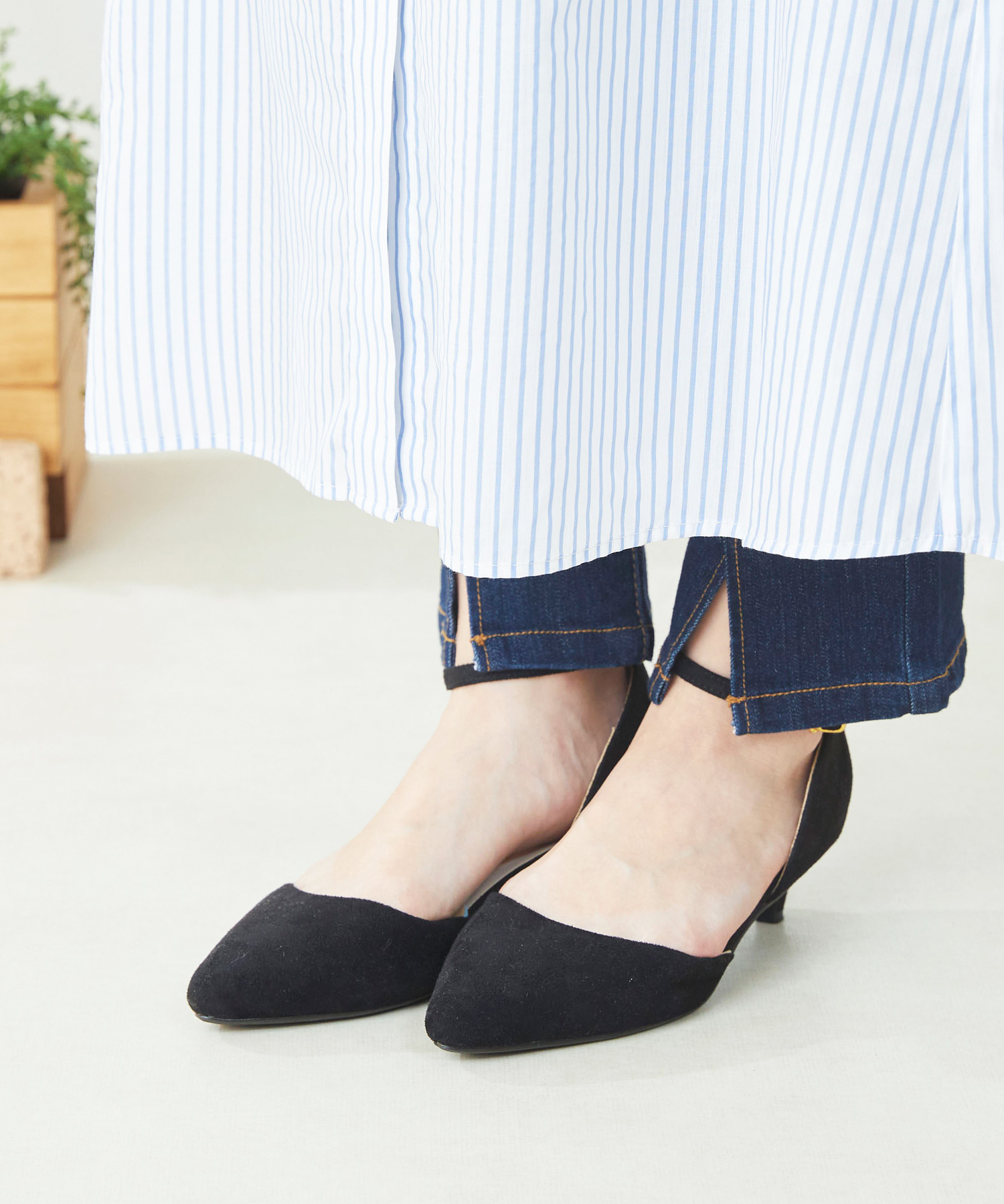【24AW NEW】PRADA_women / プリント ストラップ付きパンプス Black Crochet sandals | PRADA