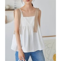 KOBE LETTUCE/コウベレタス KOBE LETTUCE ショルダーリボンショート丈ビスチェトップス [C6866]/507171235