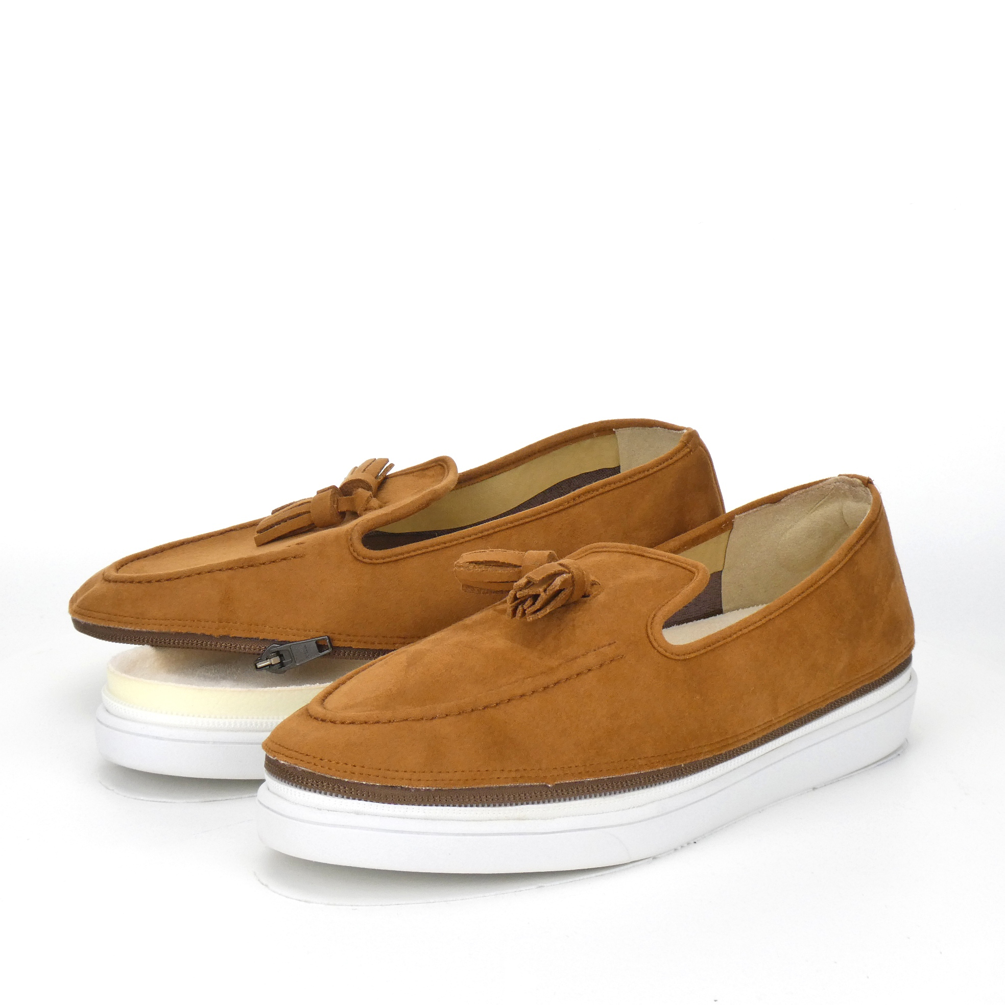 1*s様 イタリア製　グリーン スエード ローファー セール】 SANDERS スエード ローファー SADDLE LOAFER