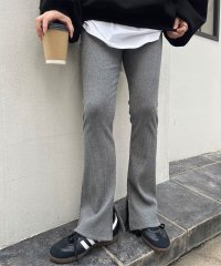KOBE LETTUCE/コウベレタス KOBE LETTUCE 裏微起毛サイドスリットフレアリブパンツ【アンクル】 [M3073]/507172574