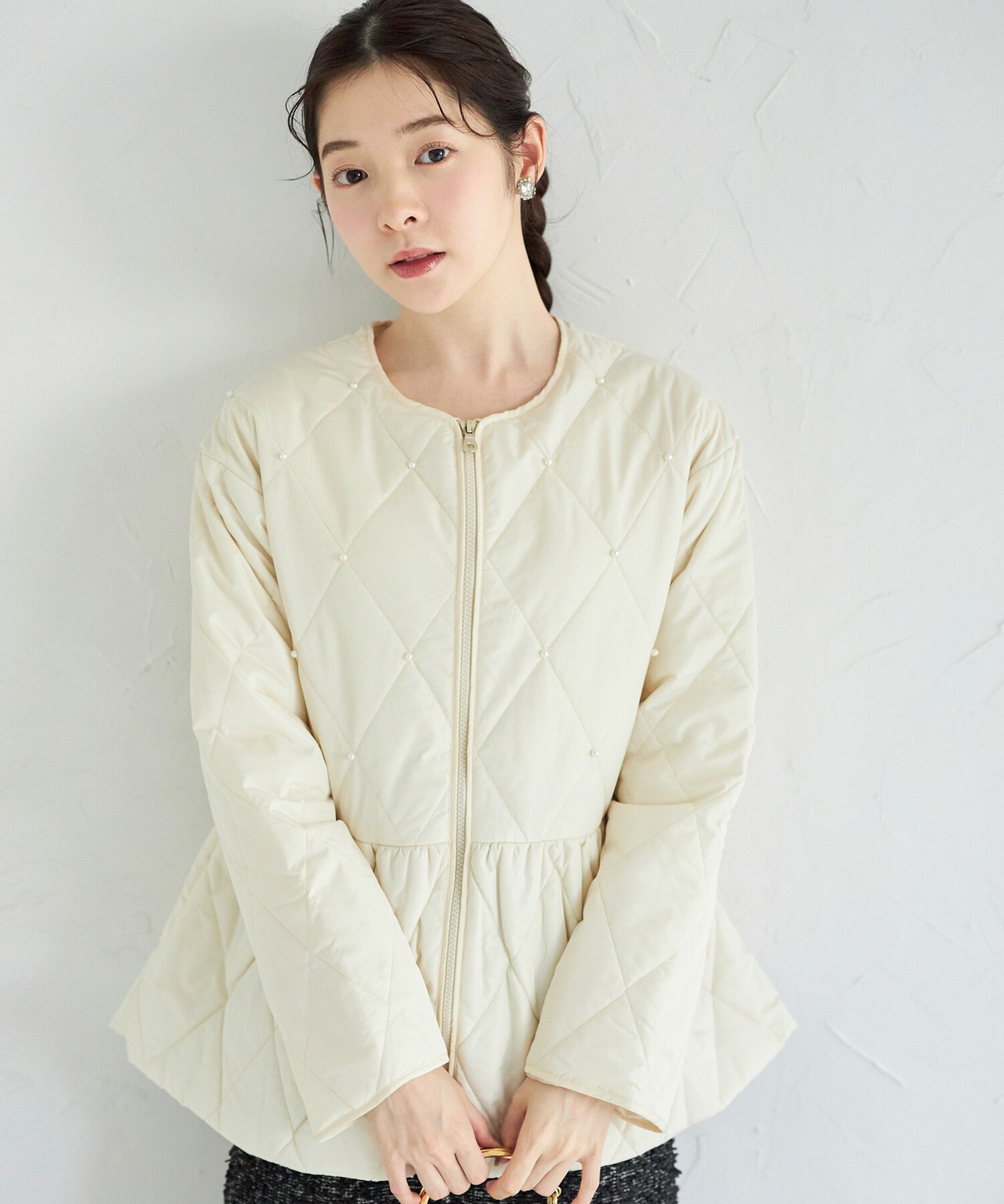 【予約】 トッコクローゼット パール付きキルティング closet tocco ジャケット・アウター