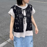 CRB/シーアールビー CRB リボンレースかぎ編みベスト/507397696