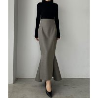 Louere/ルエレ Louere Louere 裏起毛ハイウエストヘリンボーンスリットマーメイドスカート/507407468