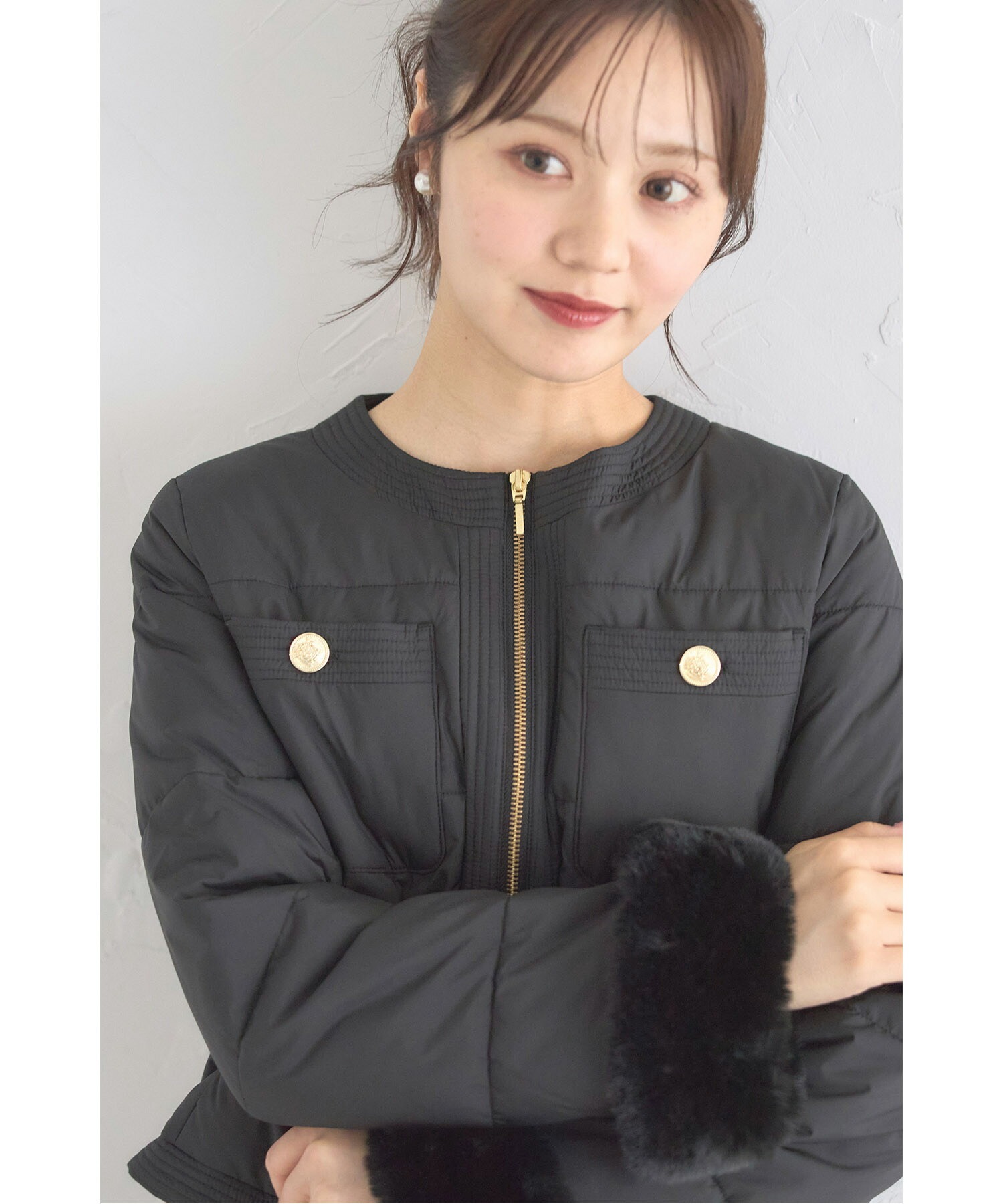 トッコクローゼット tocco closet 2WAY袖口ファー付きマイクロ