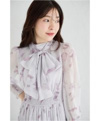 tocco closet/トッコクローゼット tocco closet 2WAYボウタイリボン付きフラワープリントシャーリングプリーツワンピース/507471815
