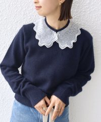 SHIPS WOMEN/【WEB限定】〈手洗い可能〉布帛 襟付き ニット プルオーバー/507479251
