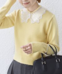 SHIPS WOMEN/【WEB限定】〈手洗い可能〉布帛 襟付き ニット プルオーバー/507479251