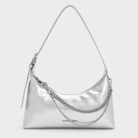CHARLES & KEITH/Atwood アトウッド クリンクルエフェクトチェーンエンベリシュッドホーボーバッグ/507479270
