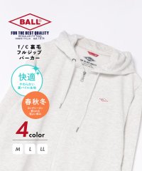 BALL/ボール BALL T/C裏毛 ワッペン フルジップ パーカー 長袖 フード ワンポイント 64533/507491097