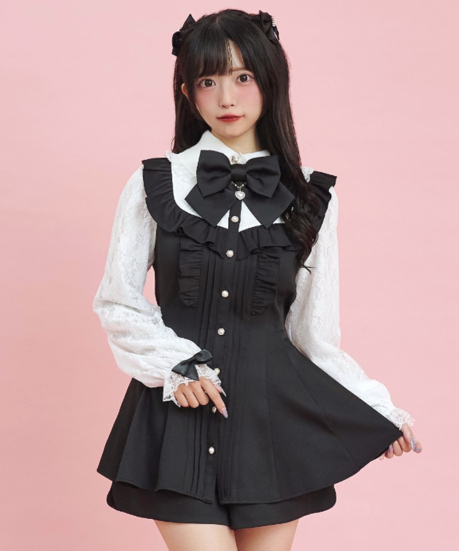シークレットハニー Secret Honey 袖レースピンタックフリル