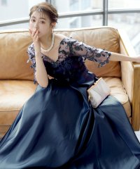Retica/レティカ Retica フラワーレース刺繍切替 大人Aライン フレアロングドレス 結婚式 パーティードレス 大きいサイズ/507005357