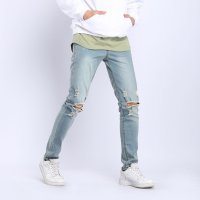 At Marvelous/アットマーベラス At Marvelous ダメージパンツ メンズ ストレッチ スキニー ストレート デニム カツラギ ロングパンツ ブリーチ 赤 白 黒 紺 /507145669