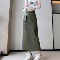 Belle Cie/ベルシー Belle Cie スカート タイトスカート ロングスカート フェイクレザー カーゴ レディース 合皮 韓国ファッション ミリタリー カーゴパンツ か/507146187