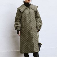 REAL STYLE/リアルスタイル REAL STYLE コート レディース ロング キルティング アウター 前開き おしゃれ ゆったり 韓国ファッション ノーカラー 軽い 羽織り/507148961