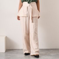 REAL STYLE/リアルスタイル REAL STYLE ワイドパンツ レディース 夏 ペプラム ベルト付き スラックス 無地 上品 オフィス 通勤 ウエストゴム/507149214