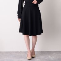 REAL STYLE/リアルスタイル REAL STYLE フレアスカート 膝丈 オフィス ウエストゴム 秋 黒 ミモレ丈 レディース Aライン 無地 ひざ丈/507149354