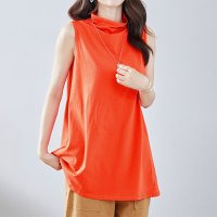 REAL STYLE/リアルスタイル REAL STYLE ハイネック 綿100％ ノースリーブ 首 日焼け防止 カットソー コットン ロング丈 チュニック プルオーバー/507149690