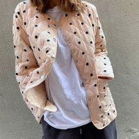 REAL STYLE/リアルスタイル REAL STYLE ジャケット レディース 冬 40代 ドット柄 水玉 ミドル丈 体型カバー 長袖 羽織 上着 おしゃれ/507149867