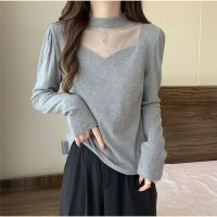 And Kawaii/アンドカワイイ And Kawaii リブニット トップス フロントオープン Vネック 長袖ニットソー ベーシック/507150151