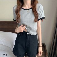 And Kawaii/アンドカワイイ And Kawaii バイカラーTシャツ 半袖 カジュアル ショート丈 夏服/507150207