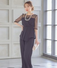 Retica/レティカ Retica パーティードレス カシュクールウエストリボンアシメ シアースリーブフリルトップス ワイドパンツ セットアップ 結婚式 ドレス パンツドレ/507151883
