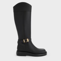CHARLES & KEITH/レザー バックルストラップロングブーツ/507504514