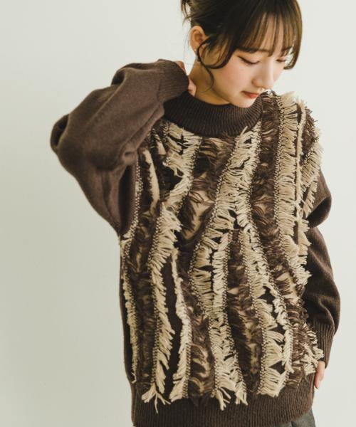 URBAN RESEARCH ITEMS / アーバンリサーチ アイテムズ フリンジプチハイニット URBAN RESEARCH ITEMS / アーバンリサーチ アイテムズ フリンジ