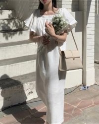 Lily of Valley/リリーオブバリー Lily of Valley フリルスリーブ Iライン ワンピース ウエストリボン ロング丈 カジュアル 上品 半袖 レディース/507017891