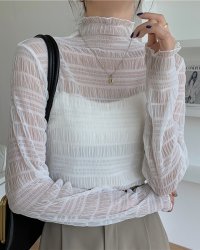 Lily of Valley/リリーオブバリー Lily of Valley シアー メロウ ハイネック トップス 長袖 タイト カジュアル 無地 きれいめ 上品/507017928