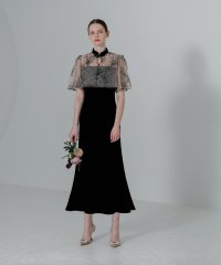 Leja/レジャ Leja 配色パイピング花柄刺繍ボレロ付きベロアマーメイドキャミワンピースドレス美脚効果結婚式 パーティードレス 成人式 20代 30代 40代/507093104