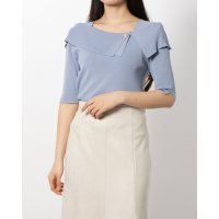 12Twelve Agenda/トゥエルブアジェンダ 12Twelve Agenda アシメオフショルパール釦5分袖ニットプルオーバー/507094363