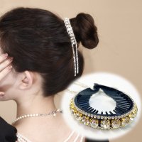 shoppinggo/ショッピングゴー shoppinggo キラキラヘアクリップ ポニーリング 団子 シュシ かわいい オシャレ 髪飾り 上品 パーティー飾り/507124282