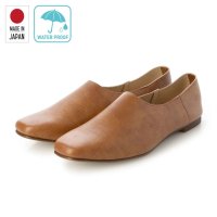 IKplus/アイケープラス IKplus 【日本製】【天然皮革】本革プレーンバブーシュ 美脚パンプス K150■ブラックシュリンク■ フラットシューズ スリッポン/507164112