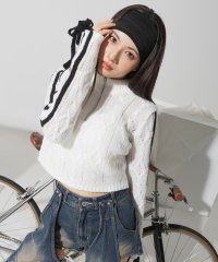SPIRALGIRL/スパイラルガール SPIRALGIRL 透かし編みニットラインリボントップス/507490732