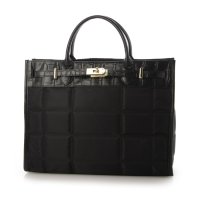 perche/ペルケ perche ナイロンキルト×クロコ型押し牛革A4収納2wayトートバッグ/507509341