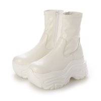 Mafmof/マフモフ Mafmof Mafmof(マフモフ)10cmメガ厚底クラッシュソールストレッチショートブーツ/507509344
