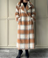 JUNOAH/ジュノア JUNOAH 2wayオーバーサイズシャギーチェックロングコート/507509542