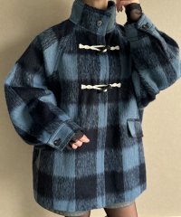 JUNOAH/ジュノア JUNOAH シャギーチェックダッフルコート/507509543