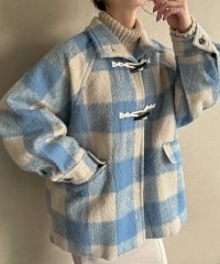 JUNOAH/ジュノア JUNOAH シャギーチェックダッフルコート/507509543
