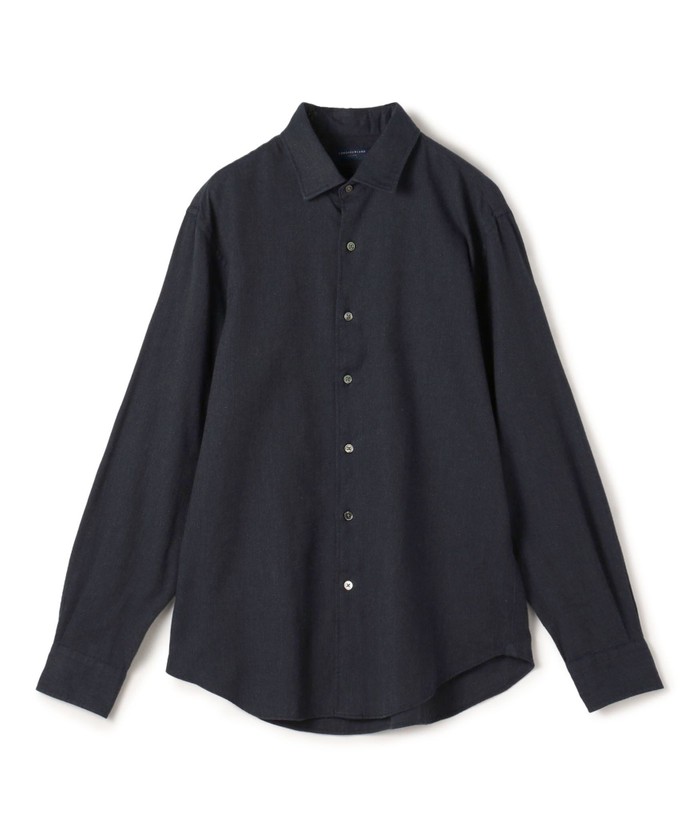 美品 トゥモローランド デプレ 日本製 比翼コットン ショート丈 長袖シャツ 黒 30/- COMBED COTTON LONG SLEEVE T-SHIRT WITH BUTTON-UP SLEEVE
